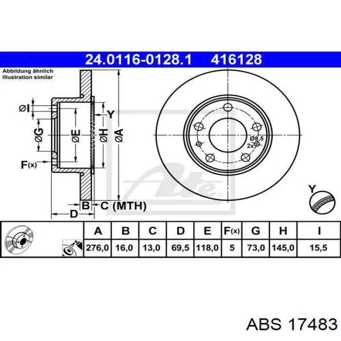 Купить 17483 ABS Диск тормозной задний
