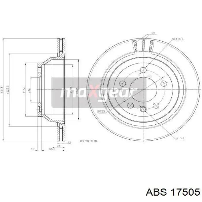 Купить 17505 ABS Диск тормозной задний