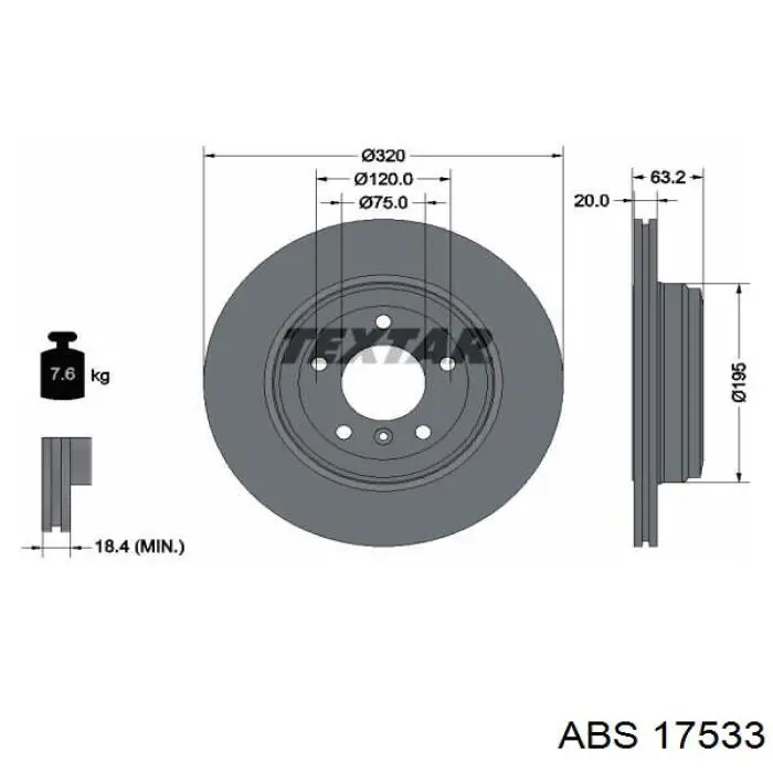 Disco de freno trasero 17533 ABS