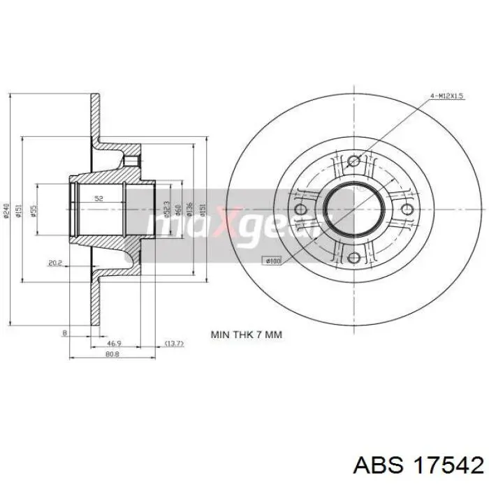 Диск гальмівний задній 17542 ABS
