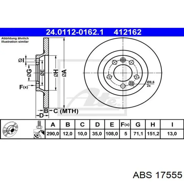 Задний тормозной диск ABS 17555 цена, от 27.02 USD