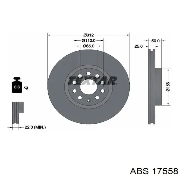 Disco de freno delantero 17558 ABS