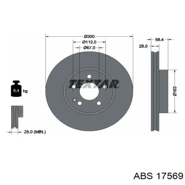 Тормоз дисковый передний ABS 17569 цена, от 40.90 USD