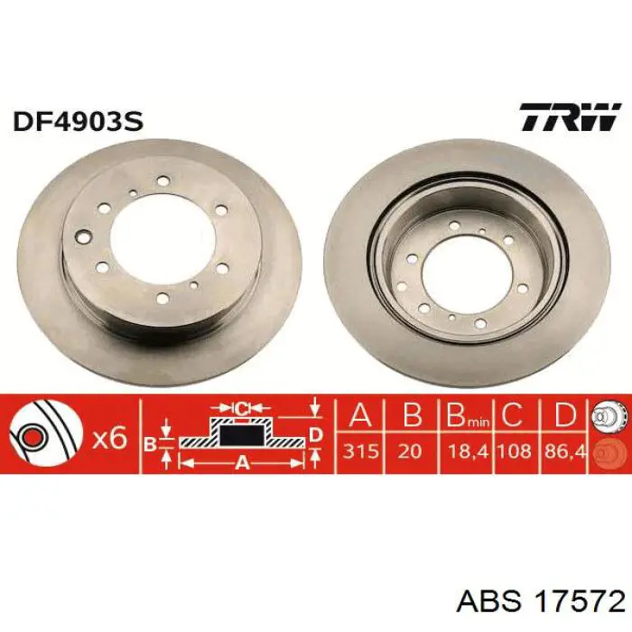 Купить 17572 ABS Диск тормозной задний