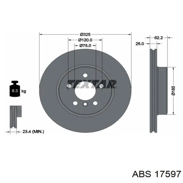 Диск гальмівний передній 17597 ABS