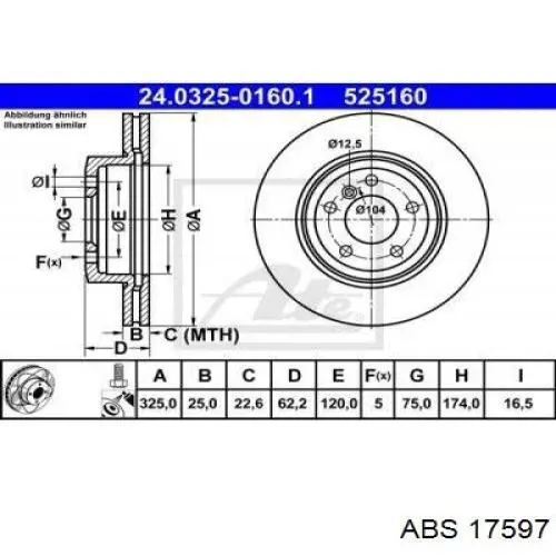Диск гальмівний передній 17597 ABS