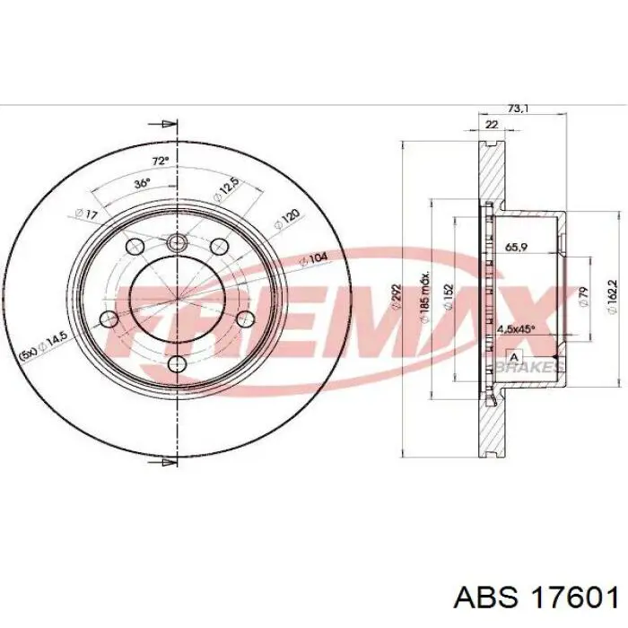 Передние тормозные диски 17601 ABS