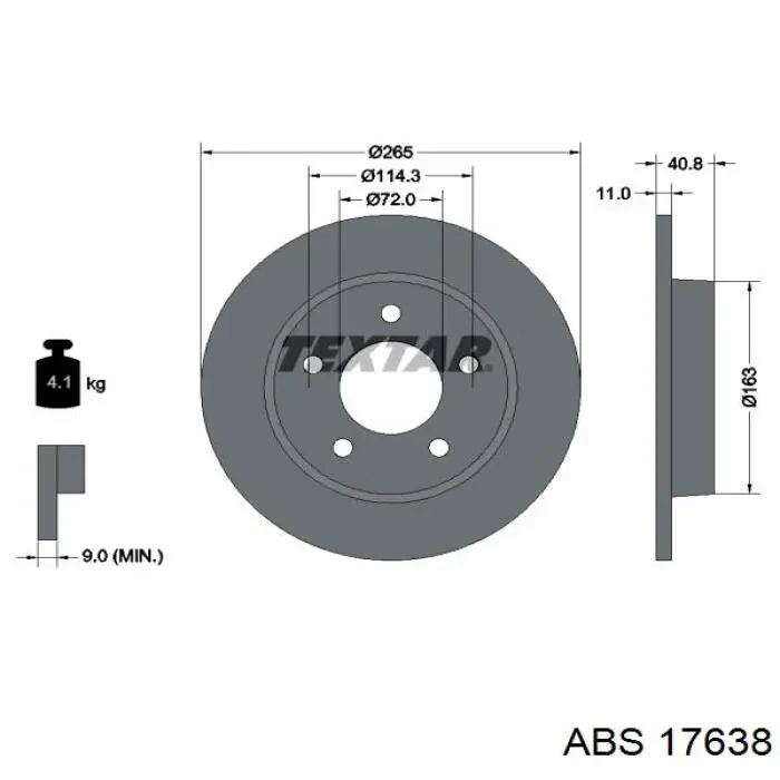 Купить 17638 ABS Диск тормозной задний