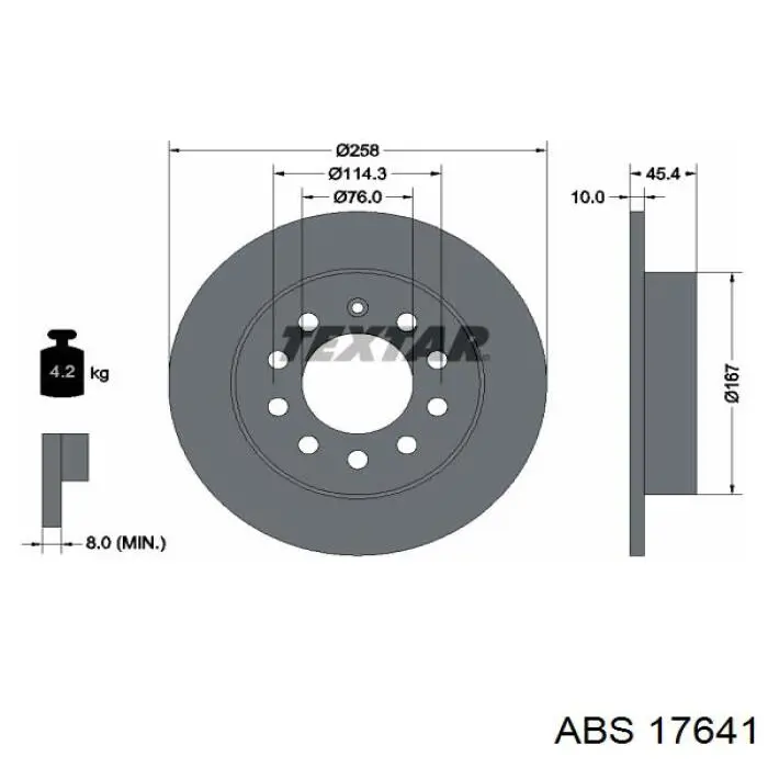 Disco de freno trasero 17641 ABS