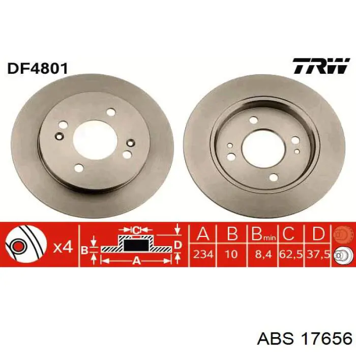 Задний тормозной диск ABS 17656 цена, от 23.40 USD