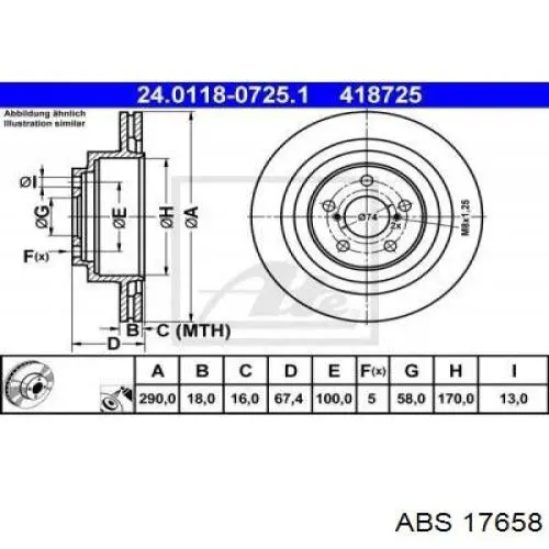 Купить 17658 ABS Диск тормозной задний