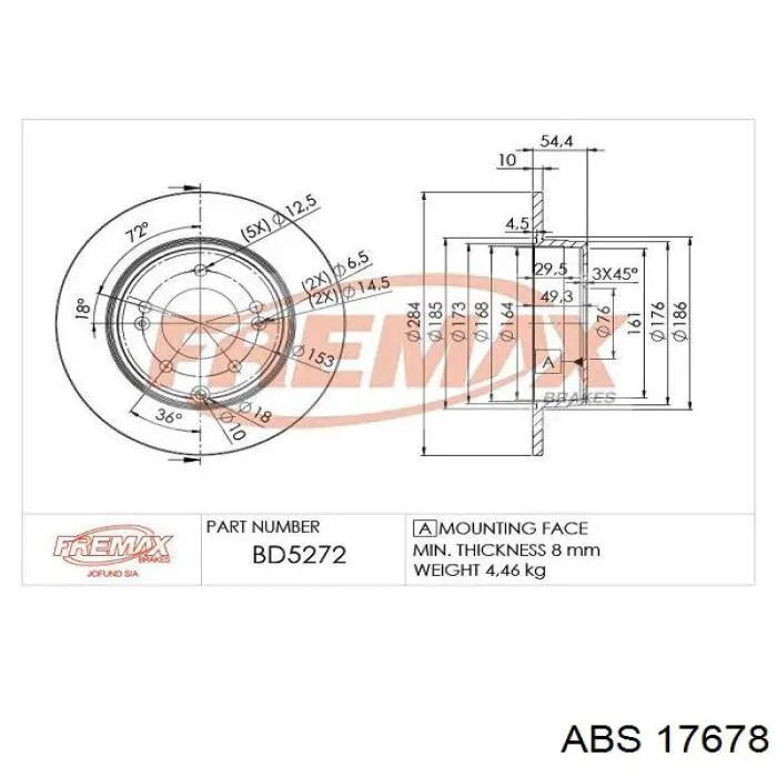Купить 17678 ABS Диск тормозной задний