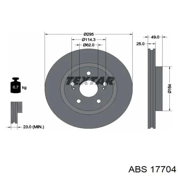 Freno de disco delantero 17704 ABS