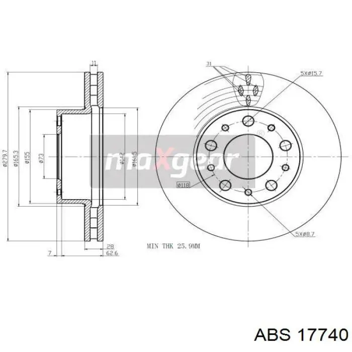 Передние тормозные диски 17740 ABS