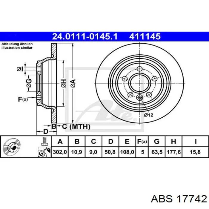 Задний тормозной диск ABS 17742 цена, от 28.80 USD
