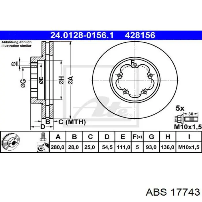 Купить 17743 ABS Ротор тормозной