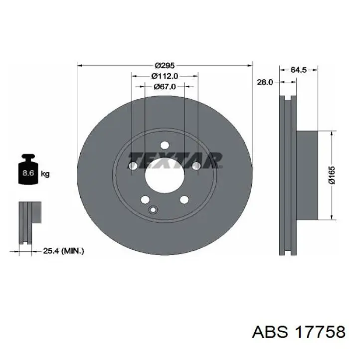 Тормоз дисковый передний ABS 17758 цена, от 48.26 USD