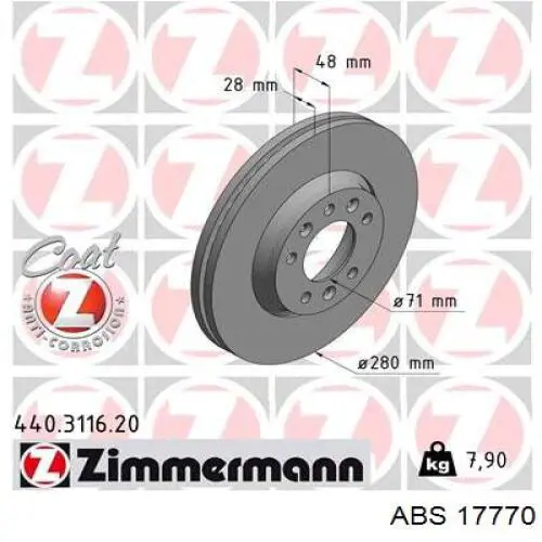 Тормоз дисковый передний ABS 17770 цена, от 42.14 USD