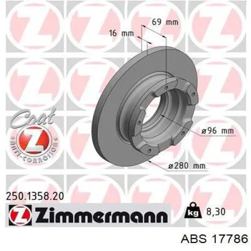 Купить 17786 ABS Диск тормозной задний