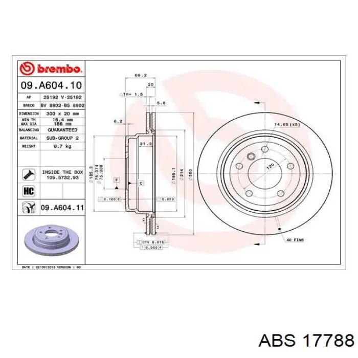 Compre 17788 ABS Disco do freio traseiro