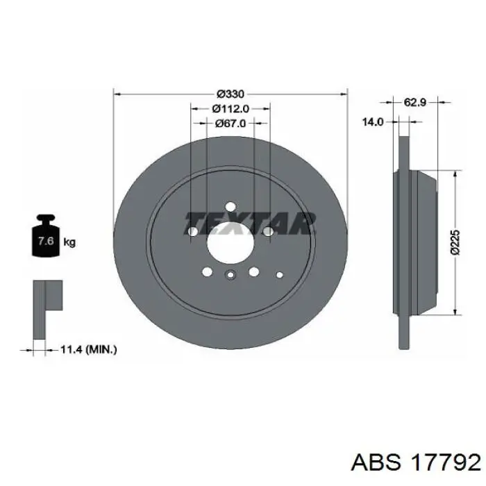 Задний тормозной диск ABS 17792 цена, от 45.80 USD