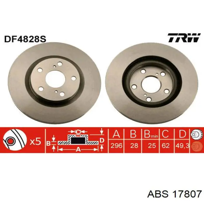 Тормоз дисковый передний ABS 17807 цена, от 36.27 USD