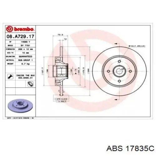 Купить 17835C ABS Диск тормозной задний