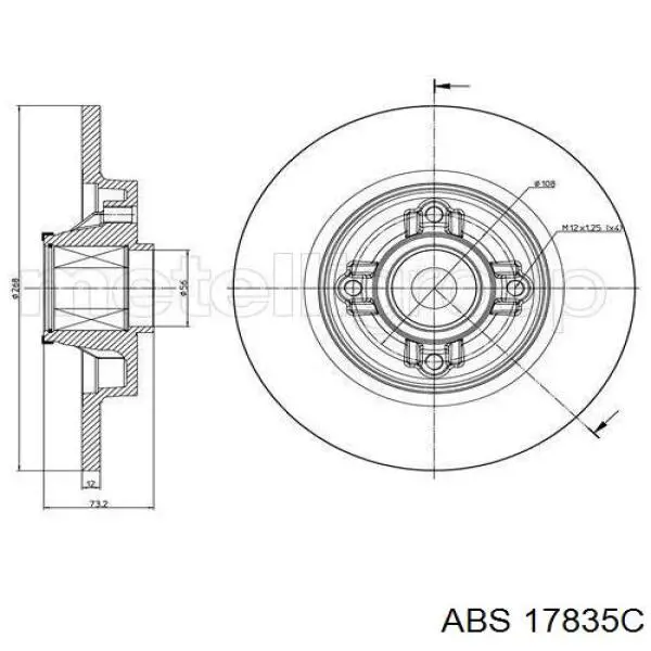 Задний тормозной диск ABS 17835C цена, от 72.40 USD