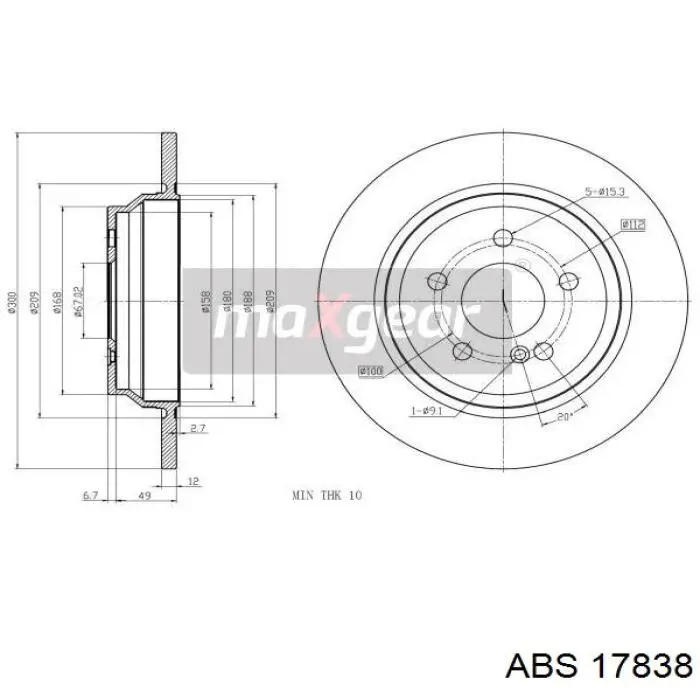 Купить 17838 ABS Диск тормозной задний