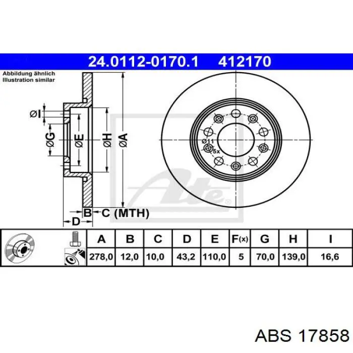 Задний тормозной диск ABS 17858 цена, от 37.51 USD