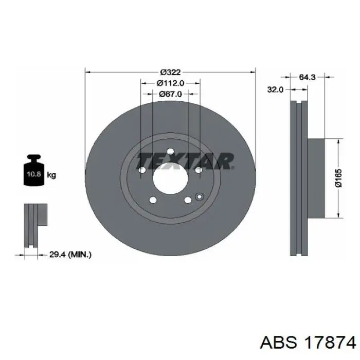 Тормоз дисковый передний ABS 17874 цена, от 66.64 USD