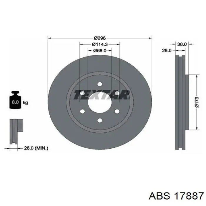Тормоз дисковый передний ABS 17887 цена, от 41.16 USD