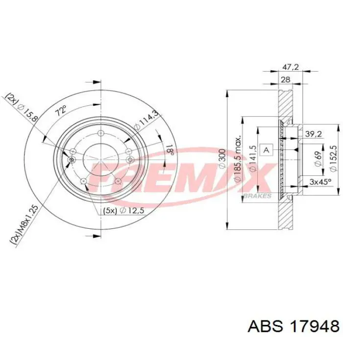 Тормоз дисковый передний ABS 17948 цена, от 50.88 USD