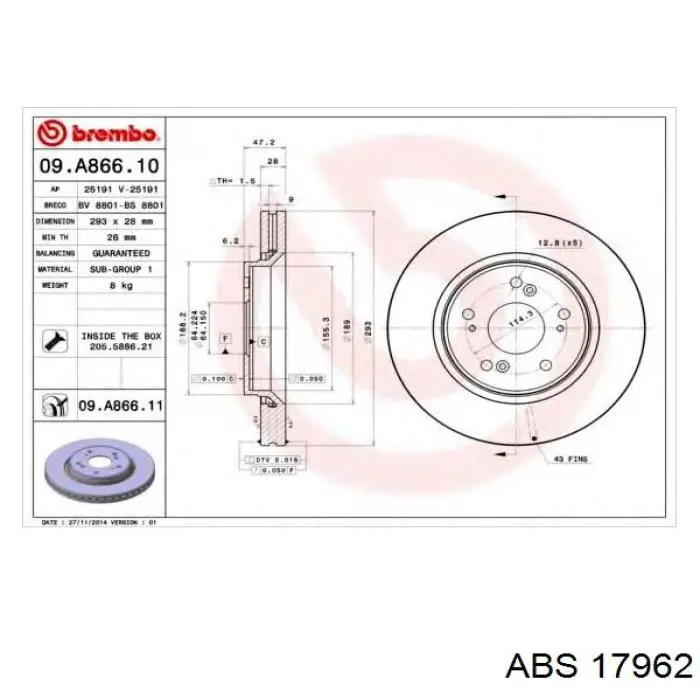 Compre 17962 ABS Disco do freio dianteiro