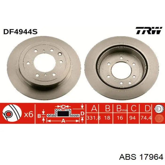 Купить 17964 ABS Диск тормозной задний