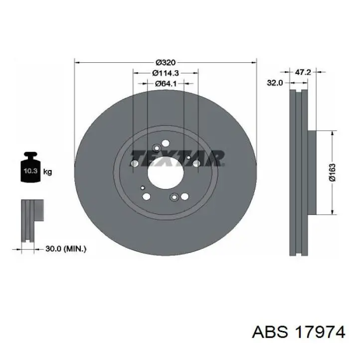 Тормоз дисковый передний ABS 17974 цена, от 67.07 USD