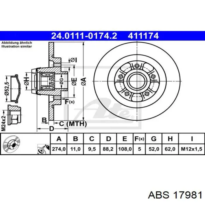 Задний тормозной диск ABS 17981 цена, от 41.44 USD