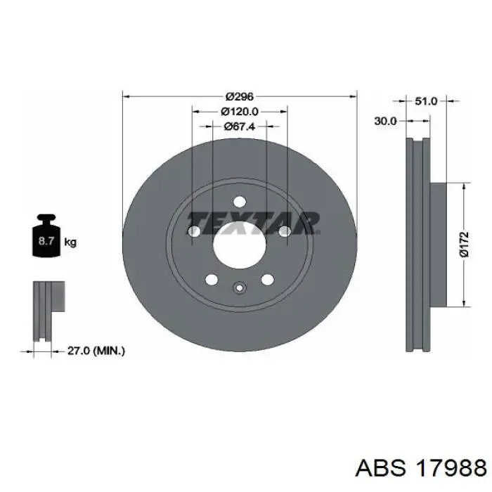 17988 ABS диск тормозной передний