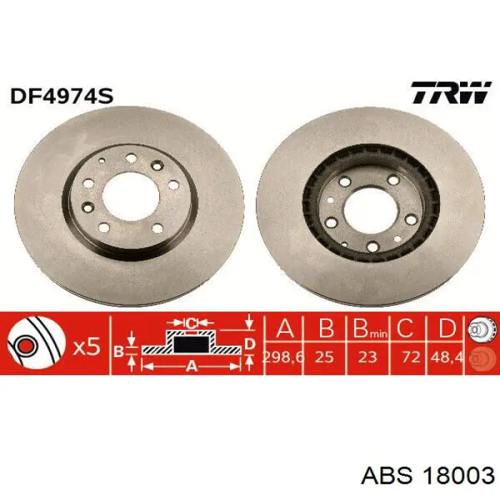 Freno de disco delantero 18003 ABS