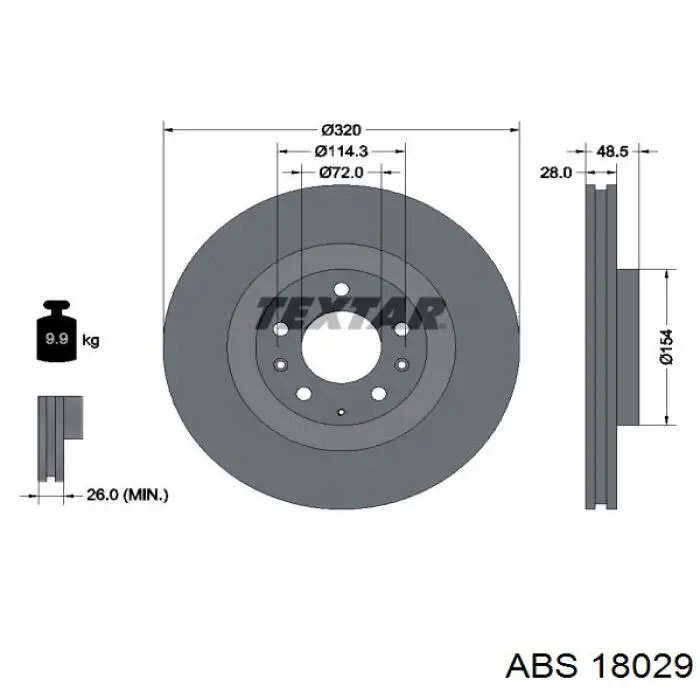 Freno de disco delantero 18029 ABS