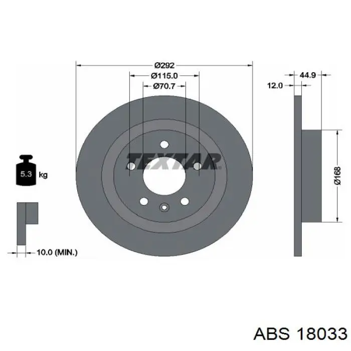 Disco de freno trasero 18033 ABS