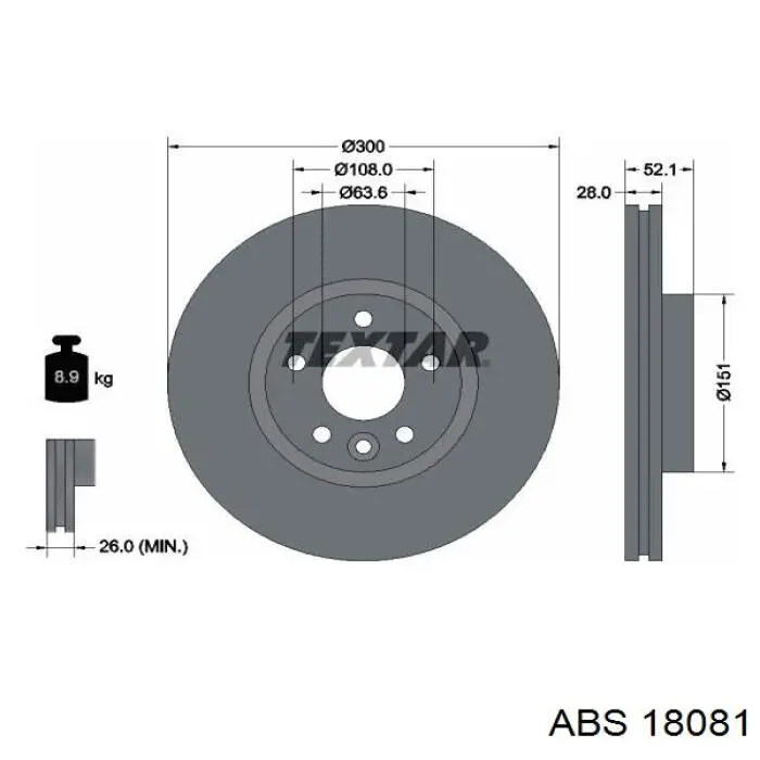 Тормоз дисковый передний ABS 18081 цена, от 46.47 USD