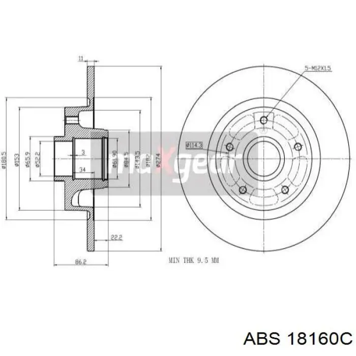 Задний тормозной диск ABS 18160C цена, от 84.78 USD