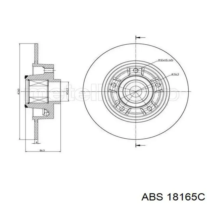 18165C ABS диск тормозной задний