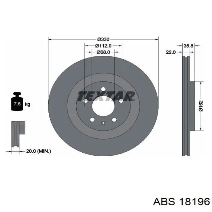 Купить 18196 ABS Диск тормозной задний