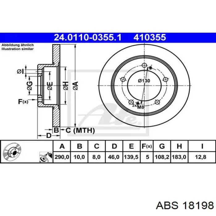 Тормоз дисковый передний ABS 18198 цена, от 29.80 USD