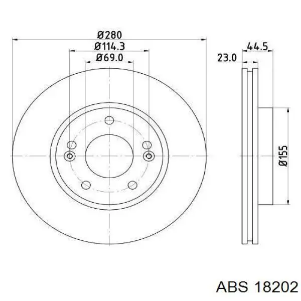Передние тормозные диски 18202 ABS