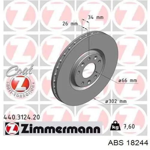 Тормоз дисковый передний ABS 18244 цена, от 55.40 USD