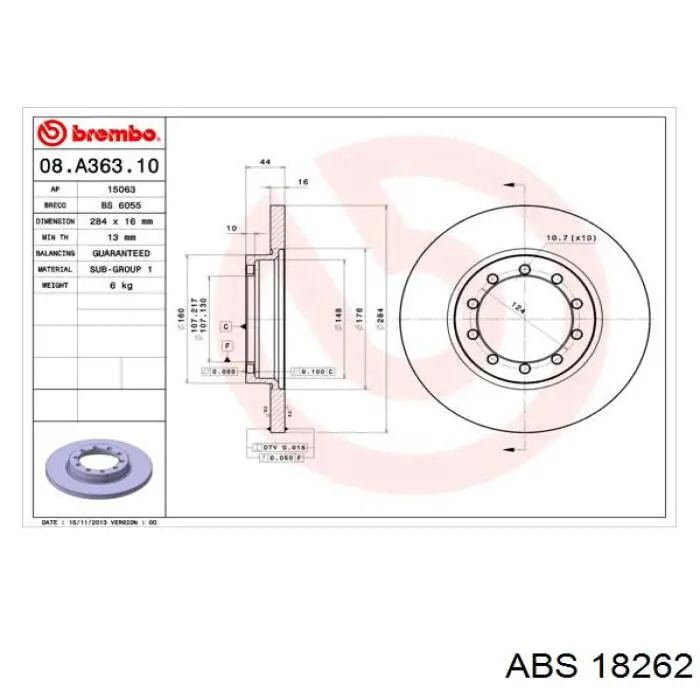 Задний тормозной диск ABS 18262 цена, от 28.50 USD