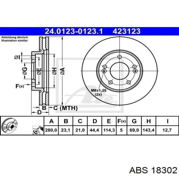 Передние тормозные диски 18302 ABS